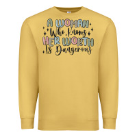 Antique Gold a woman who knows her worth is dangerous Premium Sweatshirt - MaliasSmallBusiness
