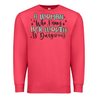 Cardinal a woman who knows her worth is dangerous Premium Sweatshirt - MaliasSmallBusiness