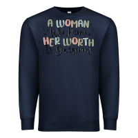 Navy a woman who knows her worth is dangerous Premium Sweatshirt - MaliasSmallBusiness