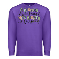 Purple a woman who knows her worth is dangerous Premium Sweatshirt - MaliasSmallBusiness