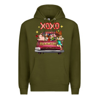 Army Green valentine's day truck farm animals cupid xoxo Premium Hoodie - FaDigitalArtStudio