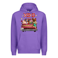 Purple valentine's day truck farm animals cupid xoxo Premium Hoodie - FaDigitalArtStudio