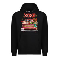 Black valentine's day truck farm animals cupid xoxo Premium Hoodie - FaDigitalArtStudio