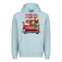 Blue Mist valentine's day truck farm animals cupid xoxo Premium Hoodie - FaDigitalArtStudio