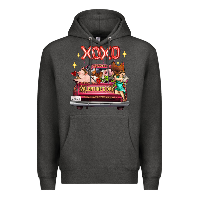 Valentine's Day Truck Farm Animals Cupid Xoxo Premium Hoodie by FaDigitalArtStudio | Teevron