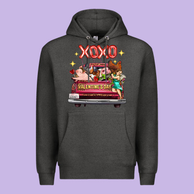 Valentine's Day Truck Farm Animals Cupid Xoxo Premium Hoodie Designed By Fadigitalartstudio
