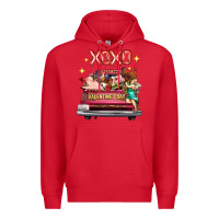 Red valentine's day truck farm animals cupid xoxo Premium Hoodie - FaDigitalArtStudio