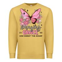 Antique Gold amazing grace how sweet the sound butterfly Premium Sweatshirt - MaliasSmallBusiness