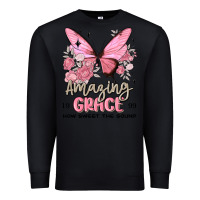 Black amazing grace how sweet the sound butterfly Premium Sweatshirt - MaliasSmallBusiness