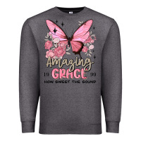Charcoal Heather amazing grace how sweet the sound butterfly Premium Sweatshirt - MaliasSmallBusiness