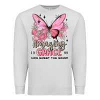 Dove Grey amazing grace how sweet the sound butterfly Premium Sweatshirt - MaliasSmallBusiness