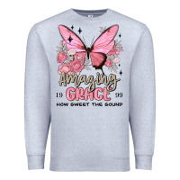 Heather Grey amazing grace how sweet the sound butterfly Premium Sweatshirt - MaliasSmallBusiness