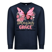 Navy amazing grace how sweet the sound butterfly Premium Sweatshirt - MaliasSmallBusiness