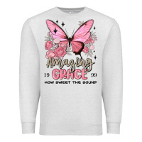 Oatmeal Heather amazing grace how sweet the sound butterfly Premium Sweatshirt - MaliasSmallBusiness