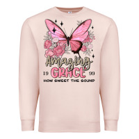 Pale Pink amazing grace how sweet the sound butterfly Premium Sweatshirt - MaliasSmallBusiness