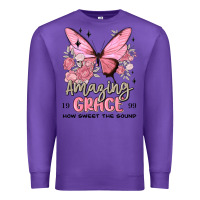Purple amazing grace how sweet the sound butterfly Premium Sweatshirt - MaliasSmallBusiness