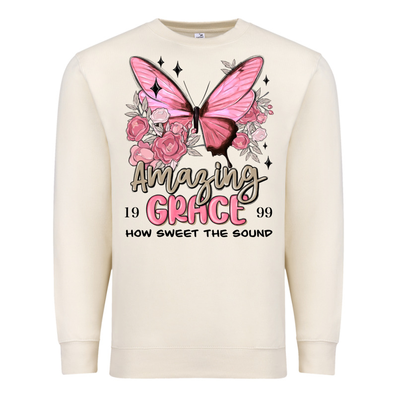 Amazing Grace How Sweet The Sound Butterfly Premium Sweatshirt by MaliasSmallBusiness | Teevron