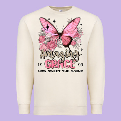 Premium Sweatshirt amazing grace how sweet the sound butterfly
