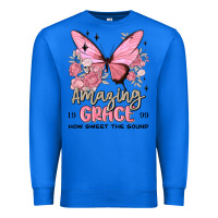 True Royal amazing grace how sweet the sound butterfly Premium Sweatshirt - MaliasSmallBusiness