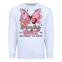 White amazing grace how sweet the sound butterfly Premium Sweatshirt - MaliasSmallBusiness