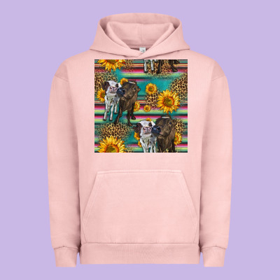 Two Cute Heifers Seamless Pattern Urban Hoodie Designed By Hra Design Shop