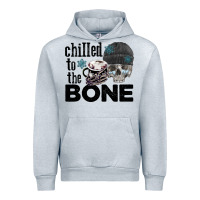 Heather Grey Chilled to the bone skull winter Urban Hoodie - FaDigitalArtStudio