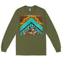 Army Green western  sunflower turquise gemstone  tumbler Long Sleeve Tee - BarkalooDesign