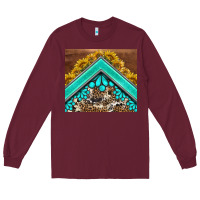 Burgundy western  sunflower turquise gemstone  tumbler Long Sleeve Tee - BarkalooDesign