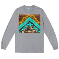 Heather Grey western  sunflower turquise gemstone  tumbler Long Sleeve Tee - BarkalooDesign