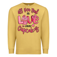 Antique Gold all you need is love and cupcakes valentines day Premium Sweatshirt - MaliasSmallBusiness