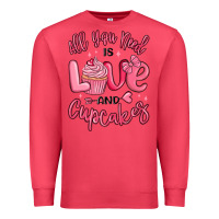 Cardinal all you need is love and cupcakes valentines day Premium Sweatshirt - MaliasSmallBusiness
