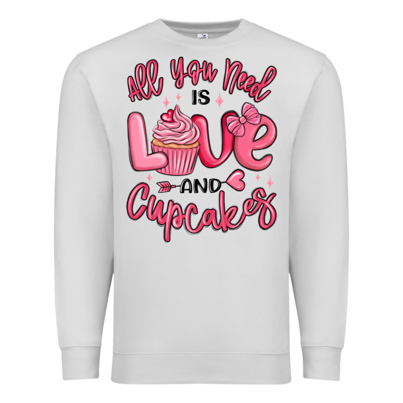 All You Need Is Love And Cupcakes Valentines Day Premium Sweatshirt by MaliasSmallBusiness | Teevron