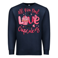 Navy all you need is love and cupcakes valentines day Premium Sweatshirt - MaliasSmallBusiness