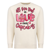 Sandshell all you need is love and cupcakes valentines day Premium Sweatshirt - MaliasSmallBusiness