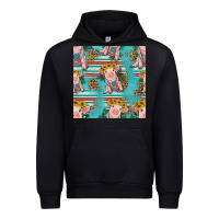 Black turquoise baby pig seamless pattern Urban Hoodie - HRA Design Shop