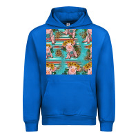 Cobalt turquoise baby pig seamless pattern Urban Hoodie - HRA Design Shop
