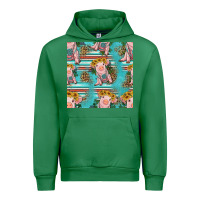 Turquoise Baby Pig Seamless Pattern Urban Hoodie | Teevron