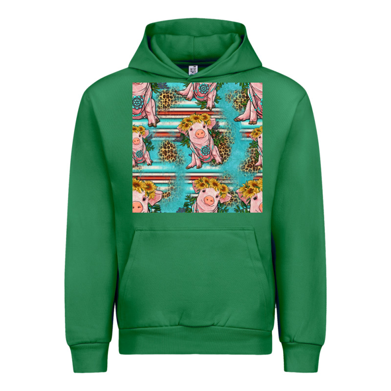 Turquoise Baby Pig Seamless Pattern Urban Hoodie by HRA Design Shop | Teevron