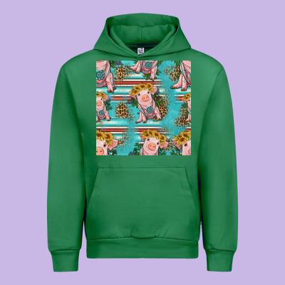 Turquoise Baby Pig Seamless Pattern Urban Hoodie Designed By Hra Design Shop