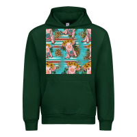 Forest Green turquoise baby pig seamless pattern Urban Hoodie - HRA Design Shop