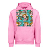 Fuchsia Pink turquoise baby pig seamless pattern Urban Hoodie - HRA Design Shop