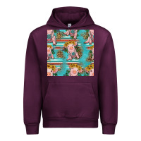 Mauve Wine turquoise baby pig seamless pattern Urban Hoodie - HRA Design Shop