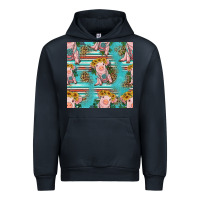 Navy turquoise baby pig seamless pattern Urban Hoodie - HRA Design Shop