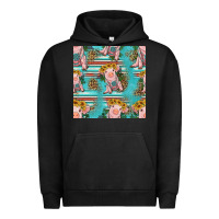 Pigment Black turquoise baby pig seamless pattern Urban Hoodie - HRA Design Shop
