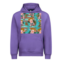 Tulip turquoise baby pig seamless pattern Urban Hoodie - HRA Design Shop
