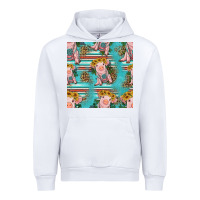 White turquoise baby pig seamless pattern Urban Hoodie - HRA Design Shop