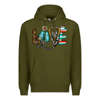 Army Green love nurse Premium Hoodie - CowhideDigitalArt