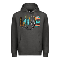 Charcoal Heather love nurse Premium Hoodie - CowhideDigitalArt