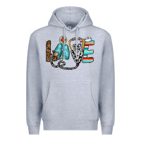 Heather Grey love nurse Premium Hoodie - CowhideDigitalArt