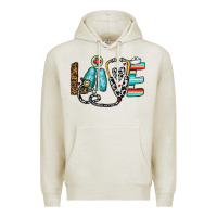 Oatmeal Heather love nurse Premium Hoodie - CowhideDigitalArt